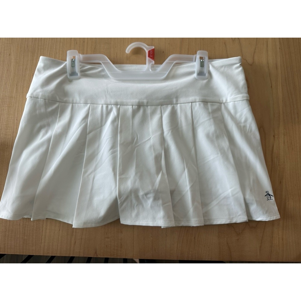 Original Penguin Womens Core Pleated Skort White Golf Tennis Athletic Skirt L